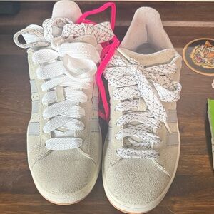 adidas Beige and White Women's campus Sneakers